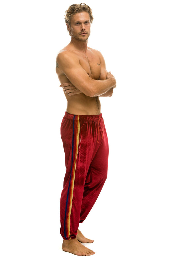 Aviator Nation Classic Velvet Sweatpants Red L