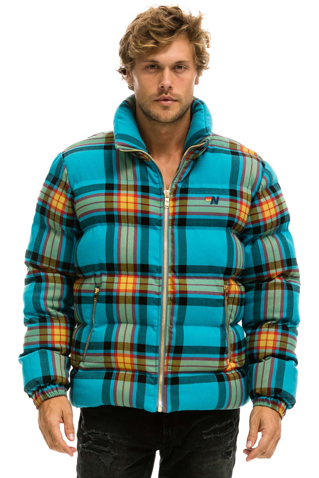 Green and blue plaid on sale jacket