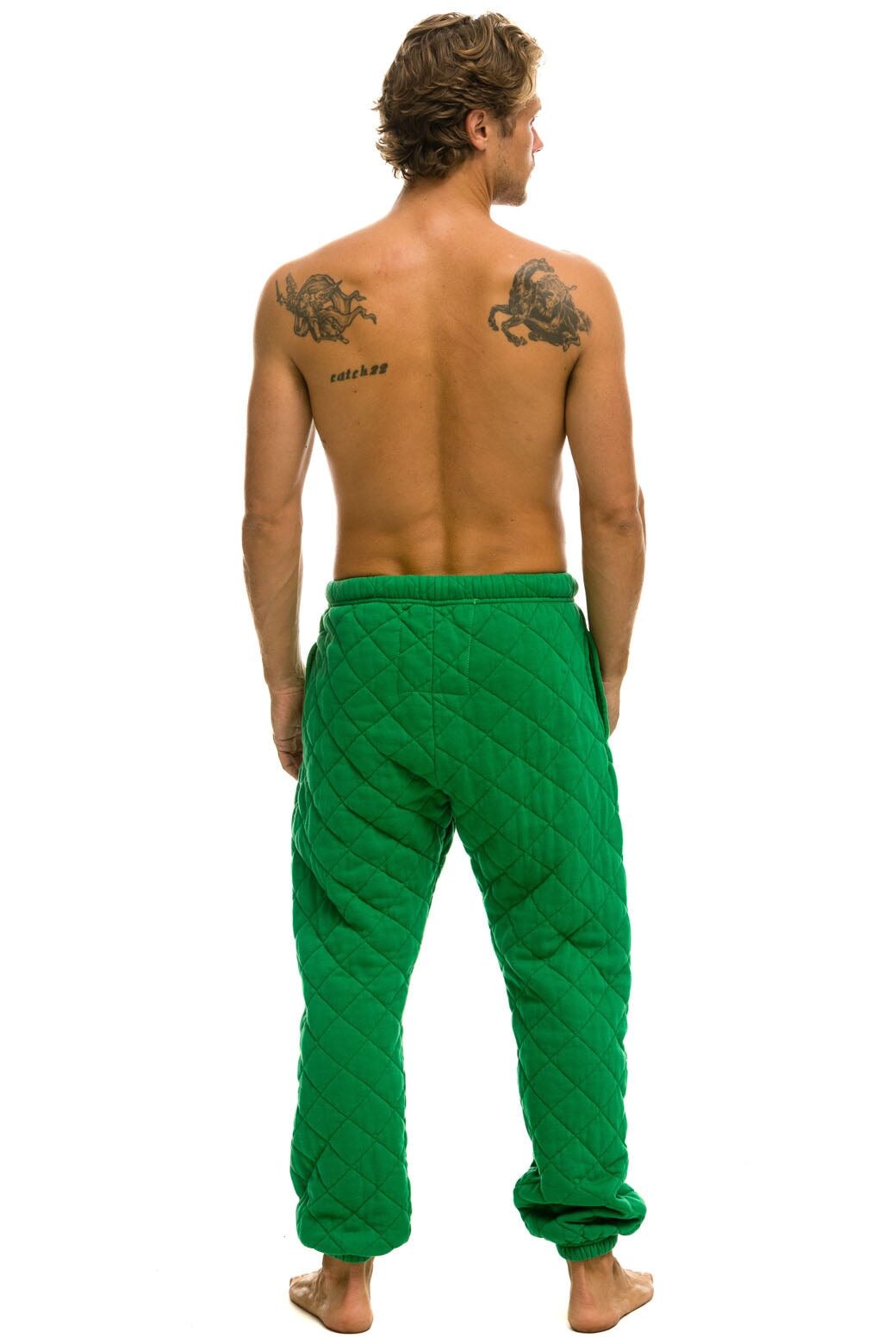 MEN'S QUILTED SWEATPANTS - KELLY GREEN Mens Sweatpants Aviator Nation 