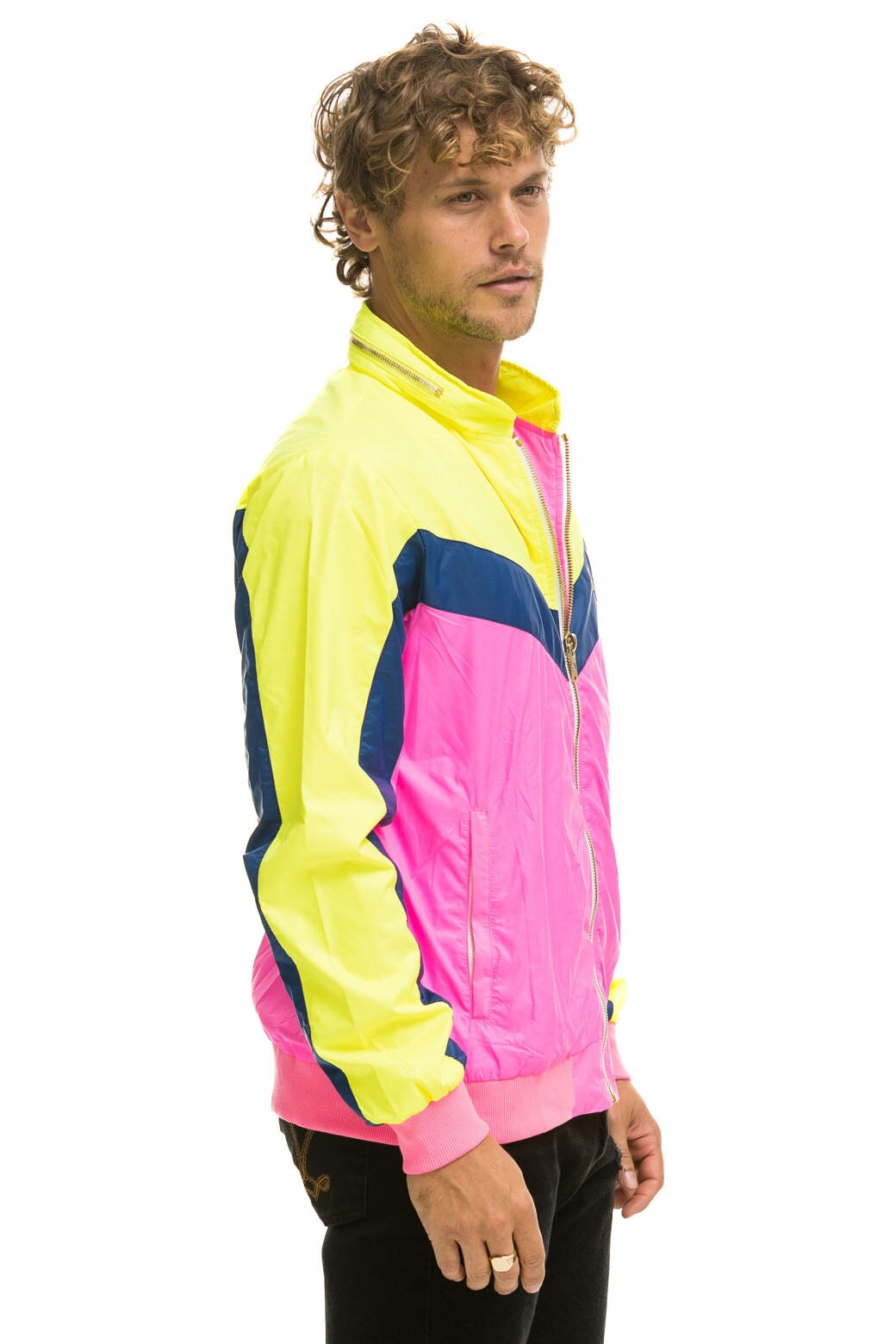 MEN S WINDBREAKER JACKET NEON PINK Aviator Nation