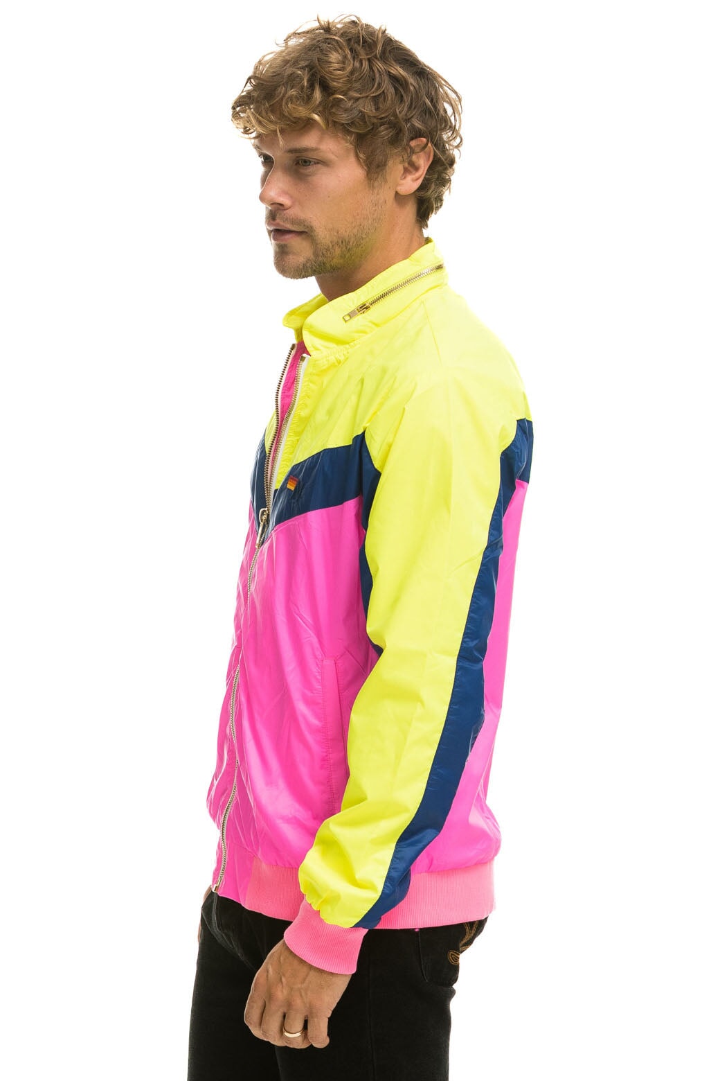 MEN'S WINDBREAKER JACKET - NEON PINK Men's Windbreaker Aviator Nation 