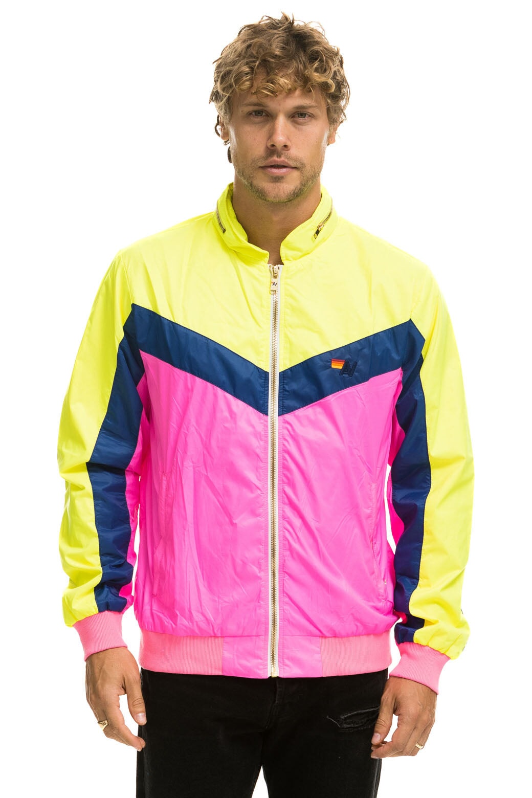 MEN&#39;S WINDBREAKER JACKET - NEON PINK Men&#39;s Windbreaker Aviator Nation 