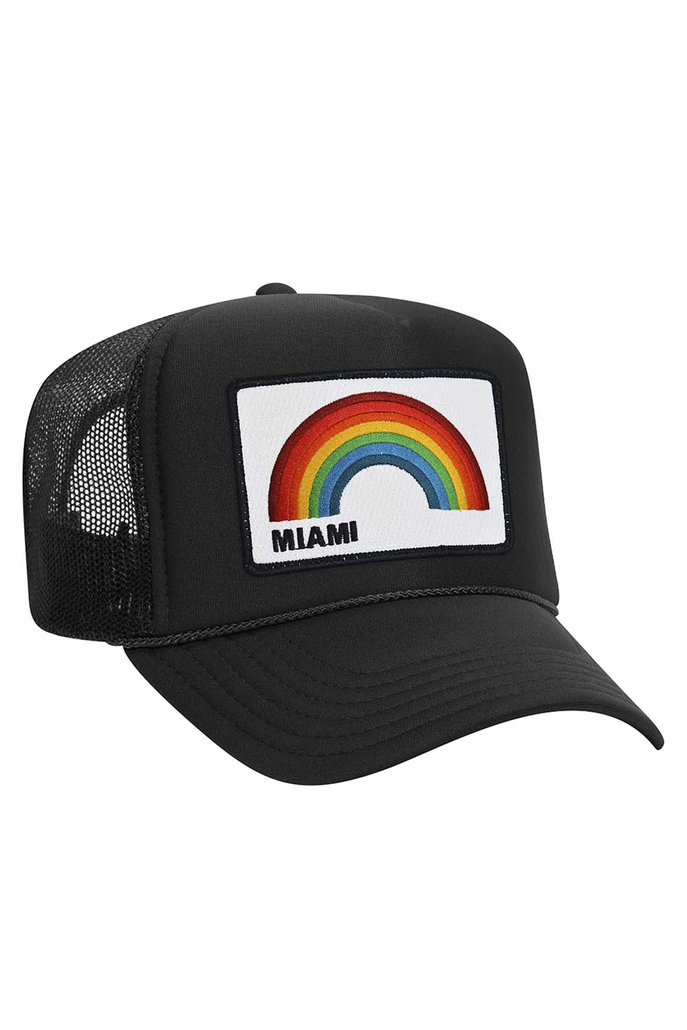 MIAMI RAINBOW TRUCKER HAT HATS Aviator Nation OS BLACK 