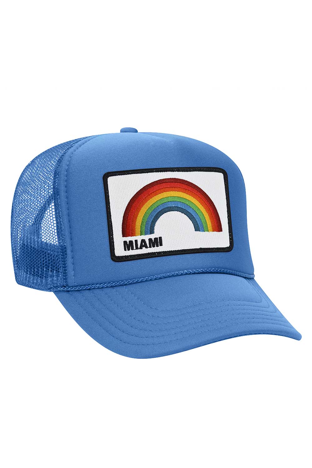 MIAMI RAINBOW TRUCKER HAT HATS Aviator Nation OS LIGHT BLUE 