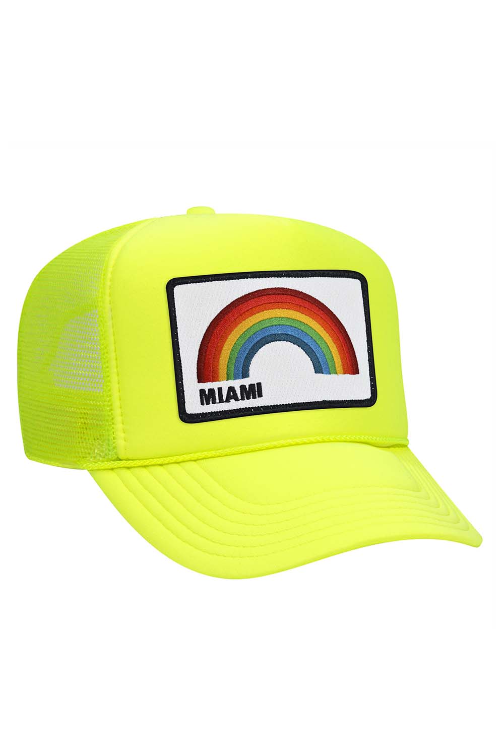 MIAMI RAINBOW TRUCKER HAT HATS Aviator Nation OS NEON YELLOW 