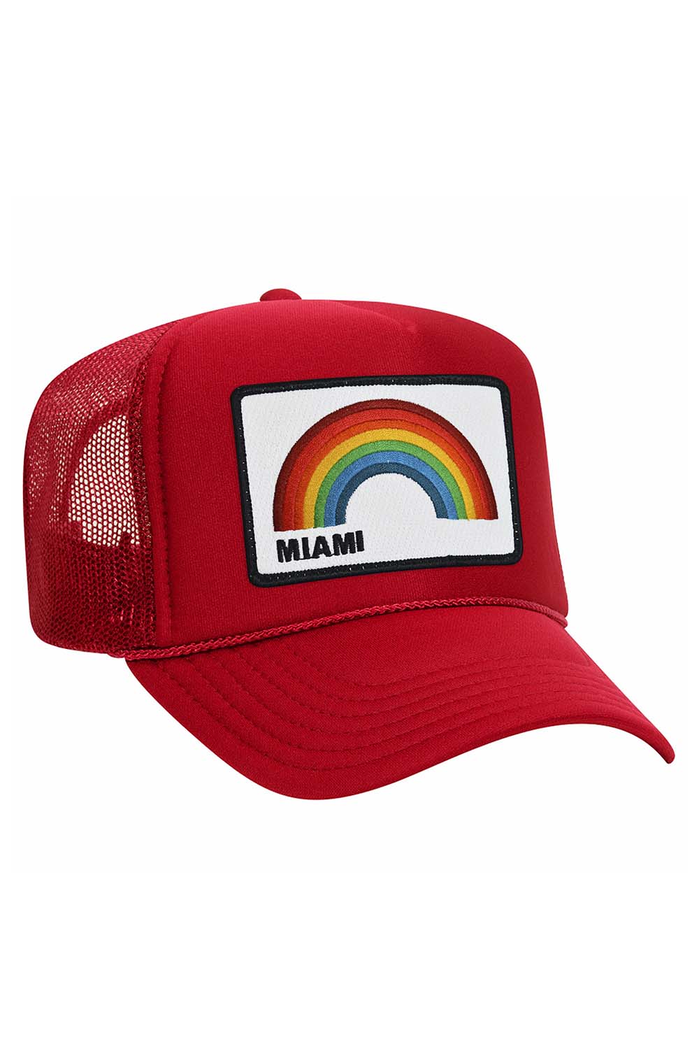 MIAMI RAINBOW TRUCKER HAT HATS Aviator Nation OS RED 