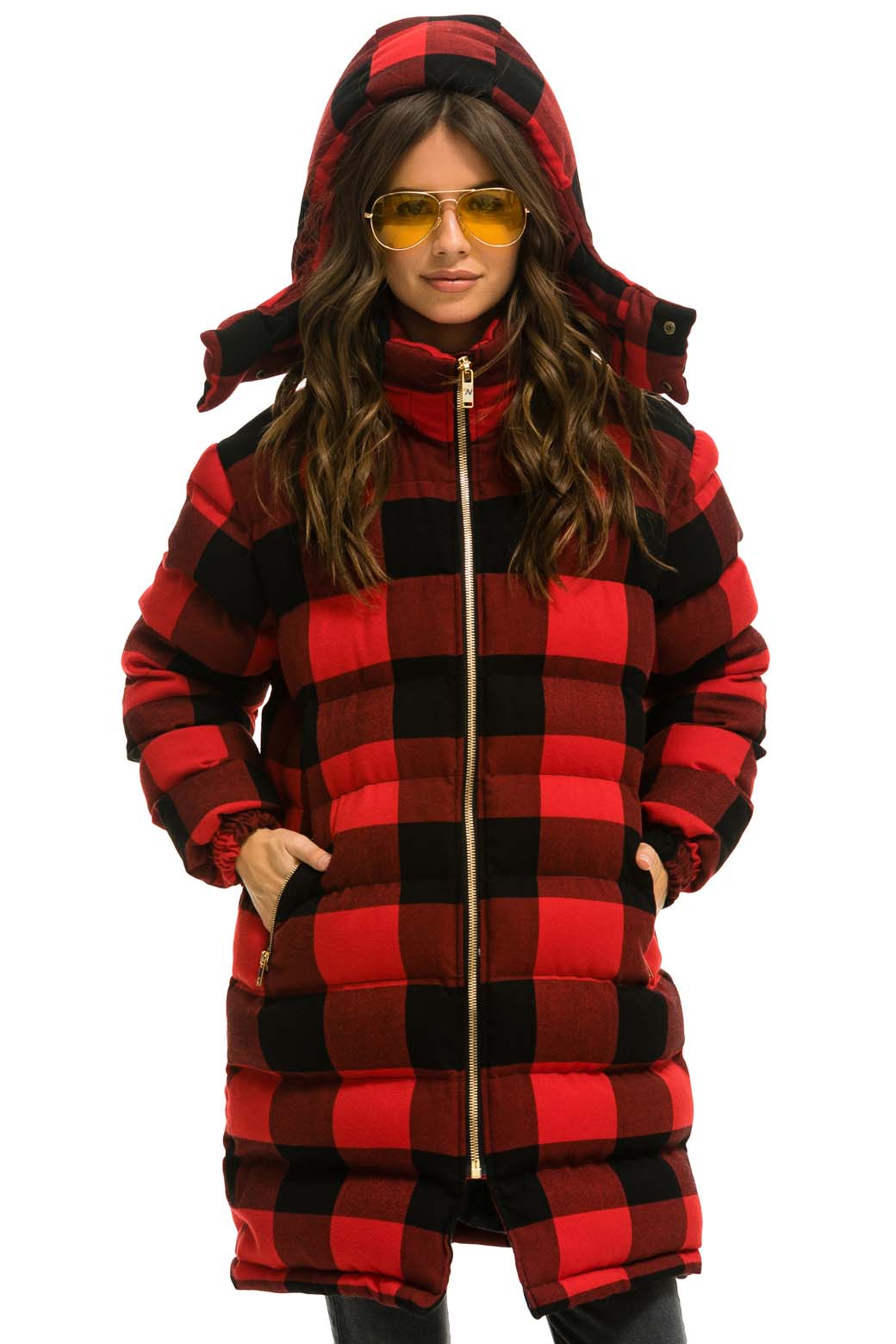 PLAID UNISEX LONG TREKKER JACKET - BUFFALO PLAID Jacket Aviator Nation 