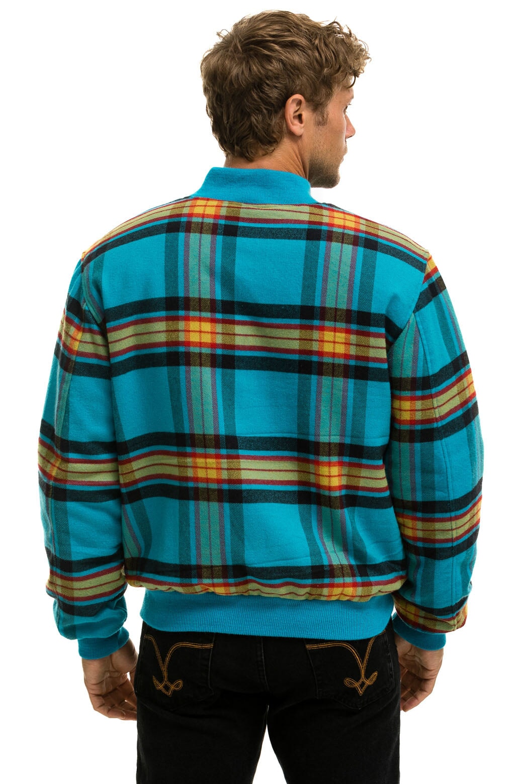 PLAID UNISEX VARSITY JACKET - JACKSON PLAID Unisex Outerwear Aviator Nation 