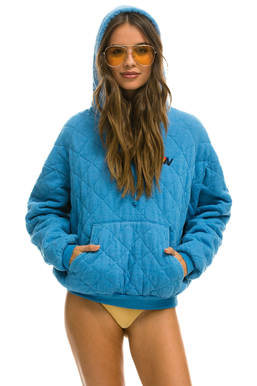 QUILTED RELAXED PULLOVER HOODIE - OCEAN Hoodie Aviator Nation 