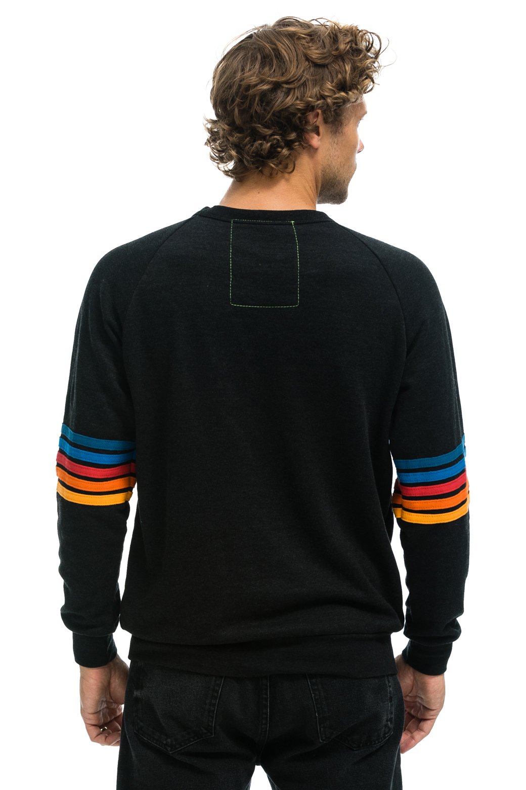 Rainbow stitch 2024 sleeve crew sweatshirt