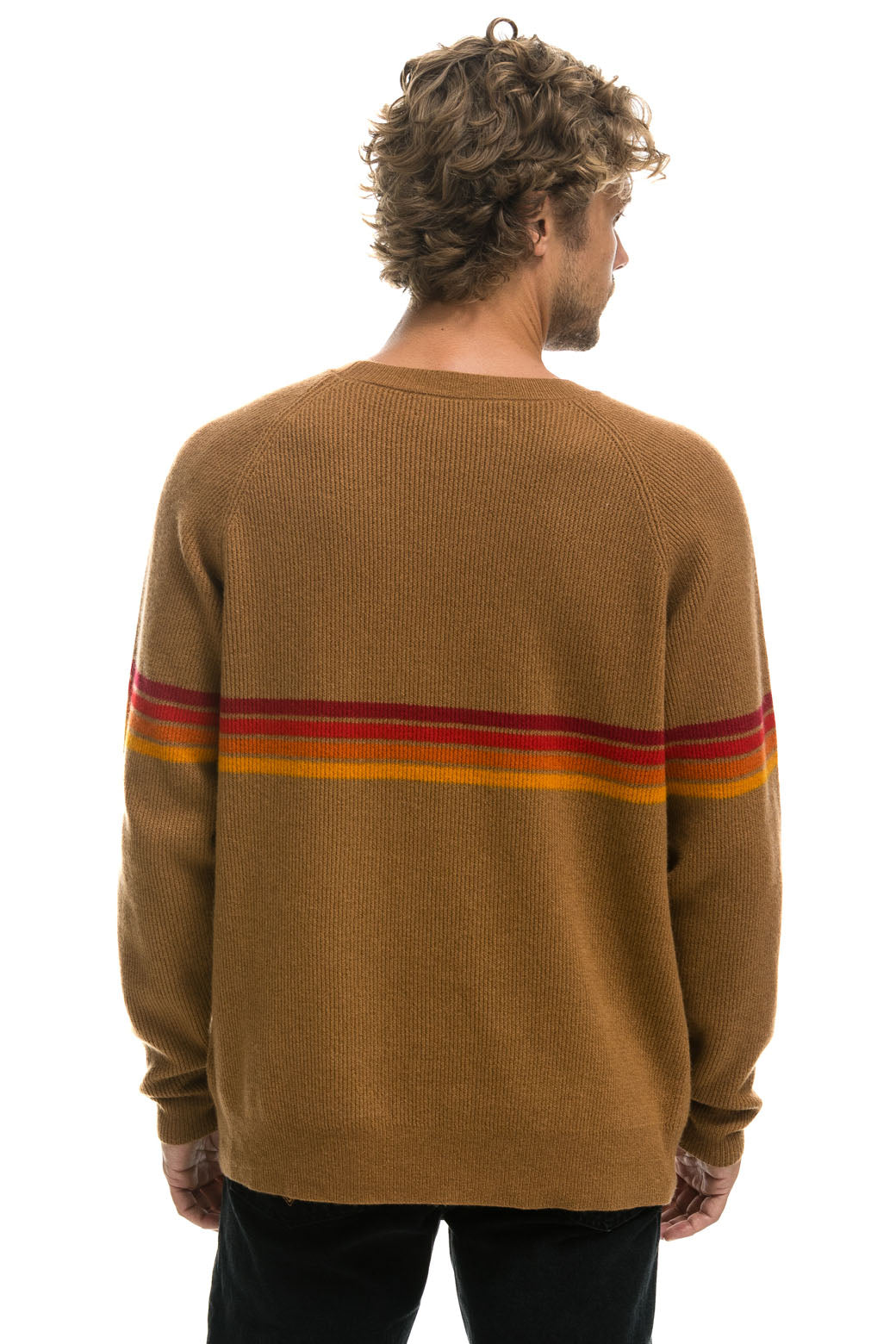 RAINBOW STRIPE 4 UNISEX CASHMERE SWEATER - BUTTERSCOTCH Sweatshirt Aviator Nation 