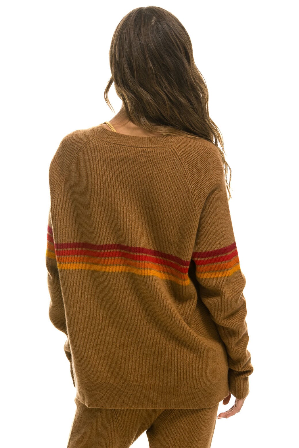 RAINBOW STRIPE 4 UNISEX CASHMERE SWEATER - BUTTERSCOTCH Sweatshirt Aviator Nation 