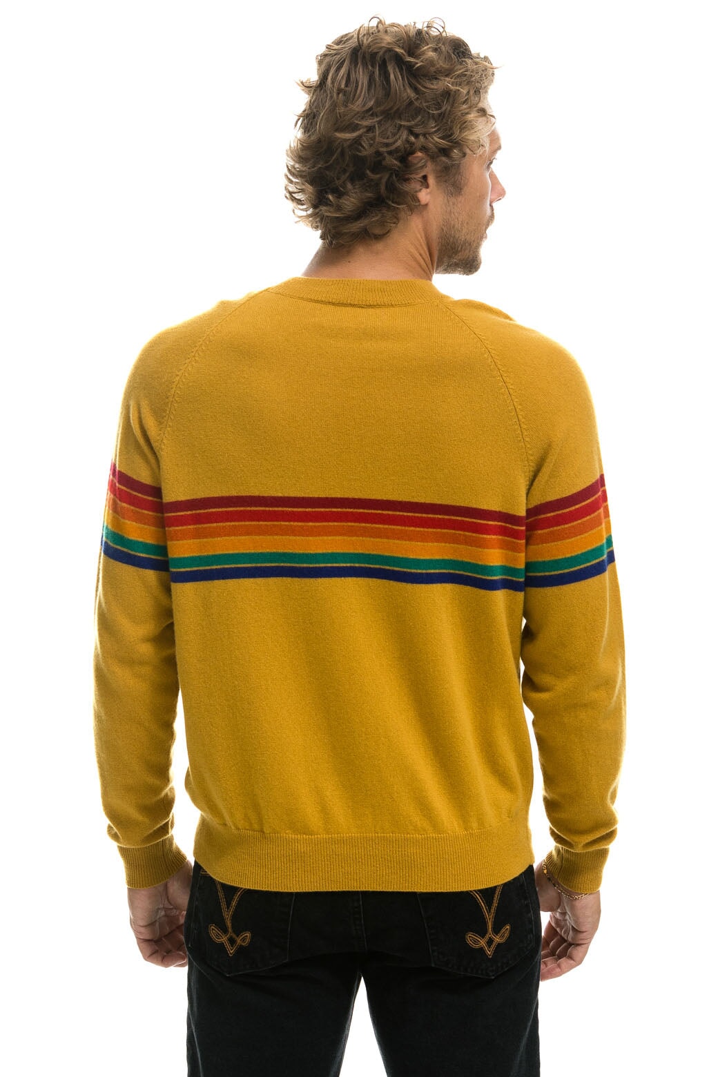 RAINBOW STRIPE 6 UNISEX LIGHT CASHMERE SWEATER - HARVEST Sweatshirt Aviator Nation 