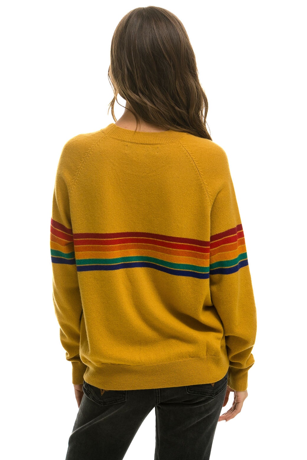 RAINBOW STRIPE 6 UNISEX LIGHT CASHMERE SWEATER - HARVEST Sweatshirt Aviator Nation 