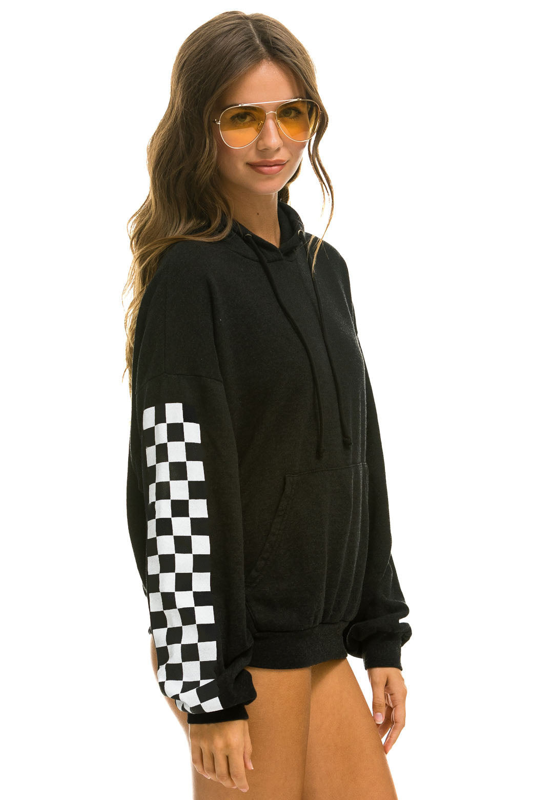 Black hoodie 2025 checkered sleeves