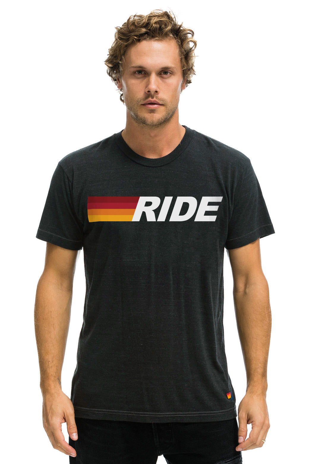 RIDE LOGO WHITE TEE - CHARCOAL Tees Aviator Nation 