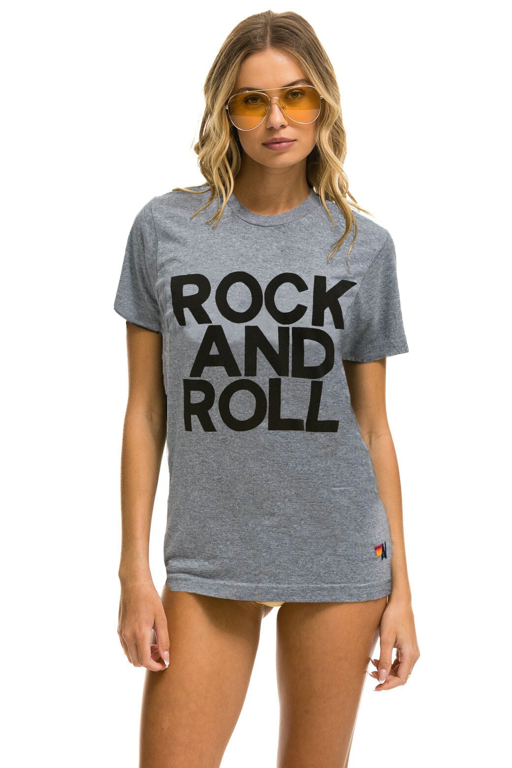 ROCK AND ROLL TEE HEATHER GREY Aviator Nation