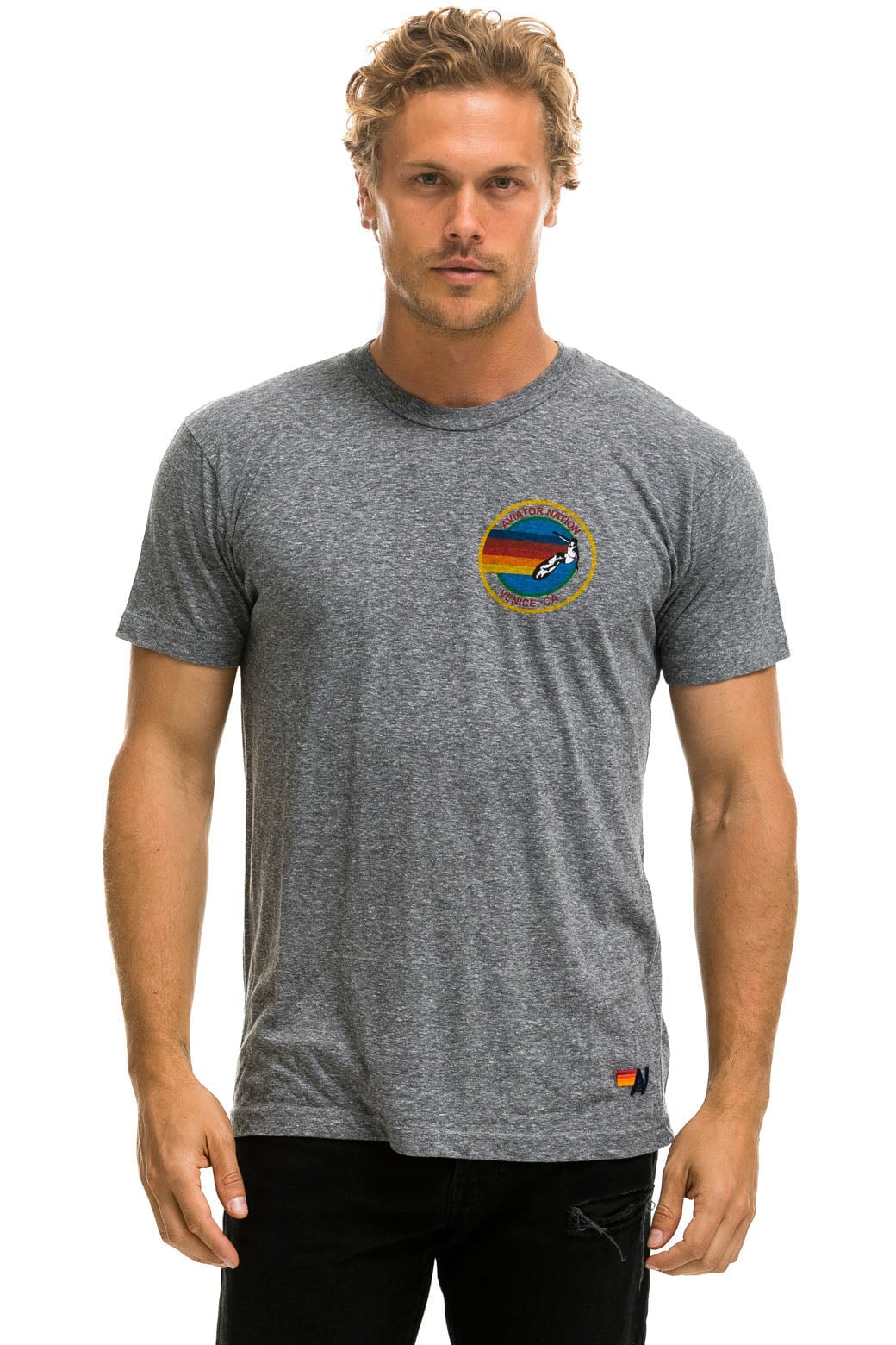 SIGNATURE SMALL CIRCLE LOGO TEE - HEATHER GREY Tees Aviator Nation 