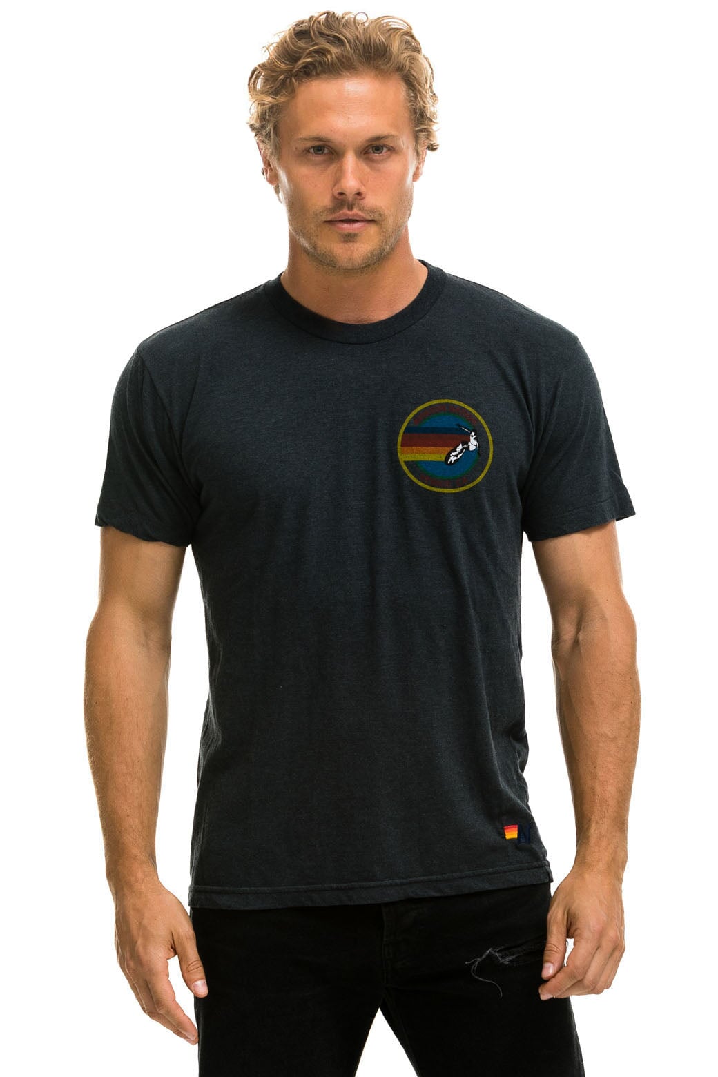 SIGNATURE SMALL VENICE CIRCLE TEE - CHARCOAL Tees Aviator Nation 