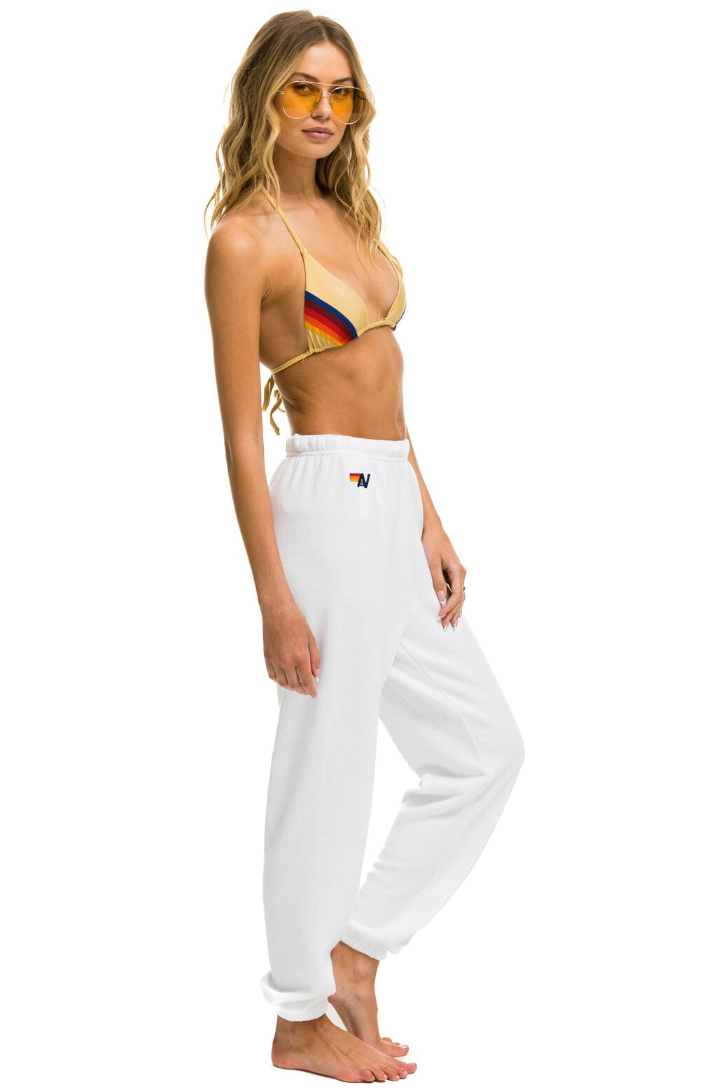 SMILEY 2 LIGHT WEIGHT SWEATPANTS WHITE Aviator Nation