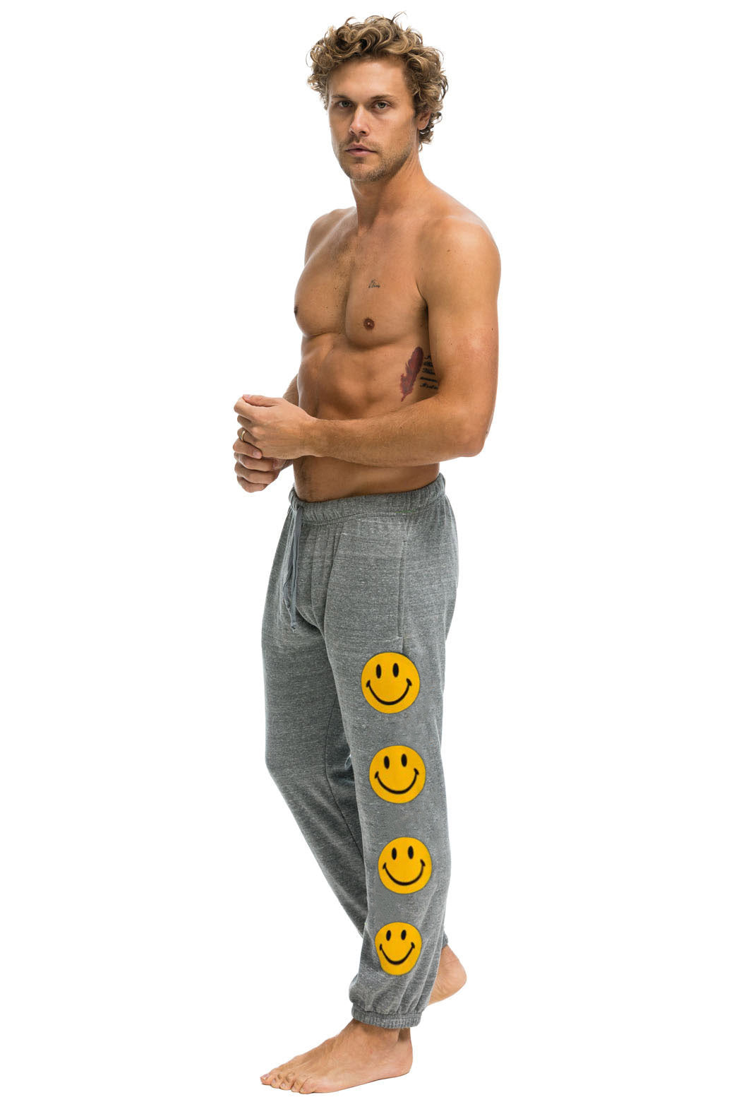 Aviator Nation Smiley 2 Mens Sweatpants Heather Grey L