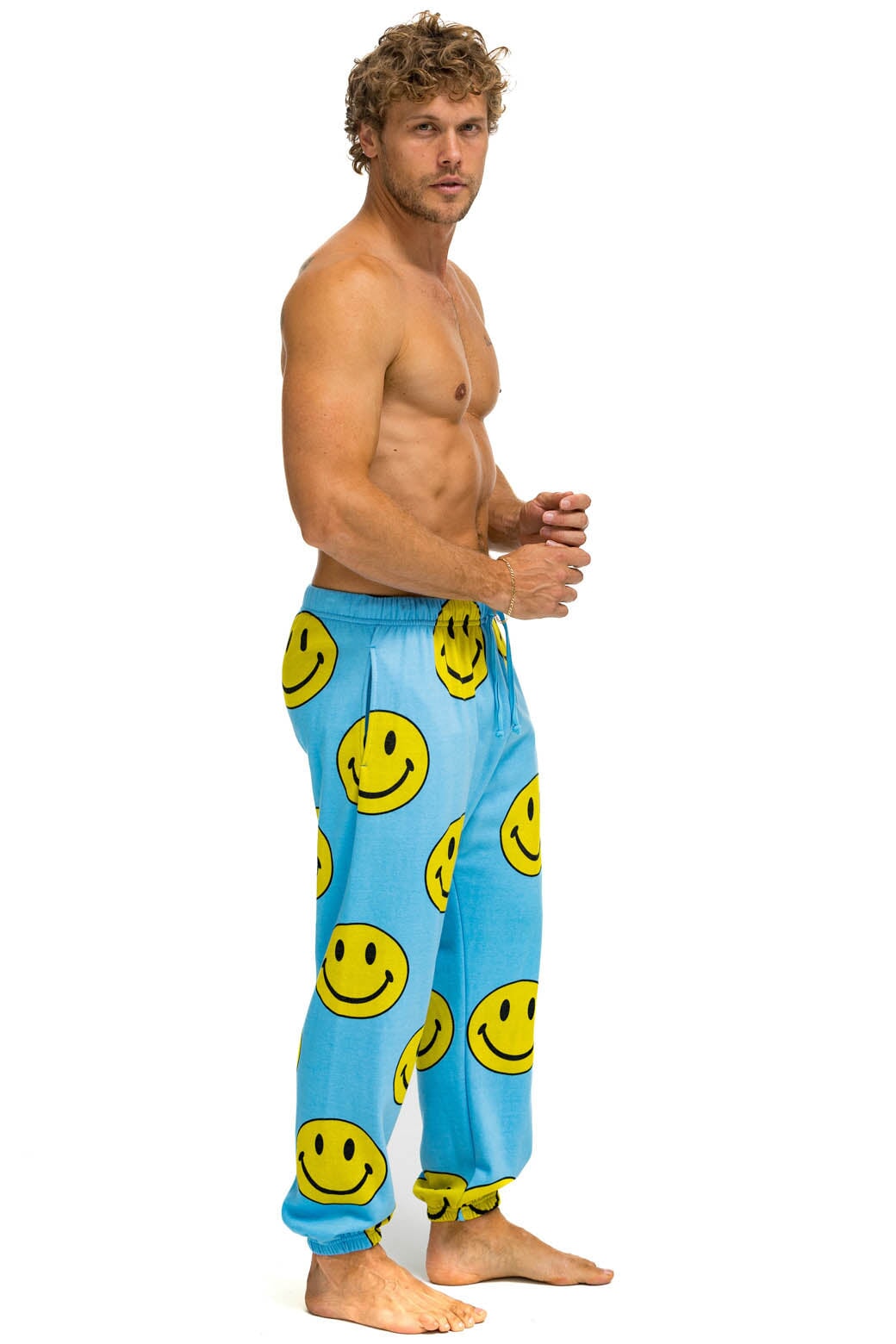 SMILEY REPEAT MENS SWEATPANTS - SKY Men's Sweatpants Aviator Nation 