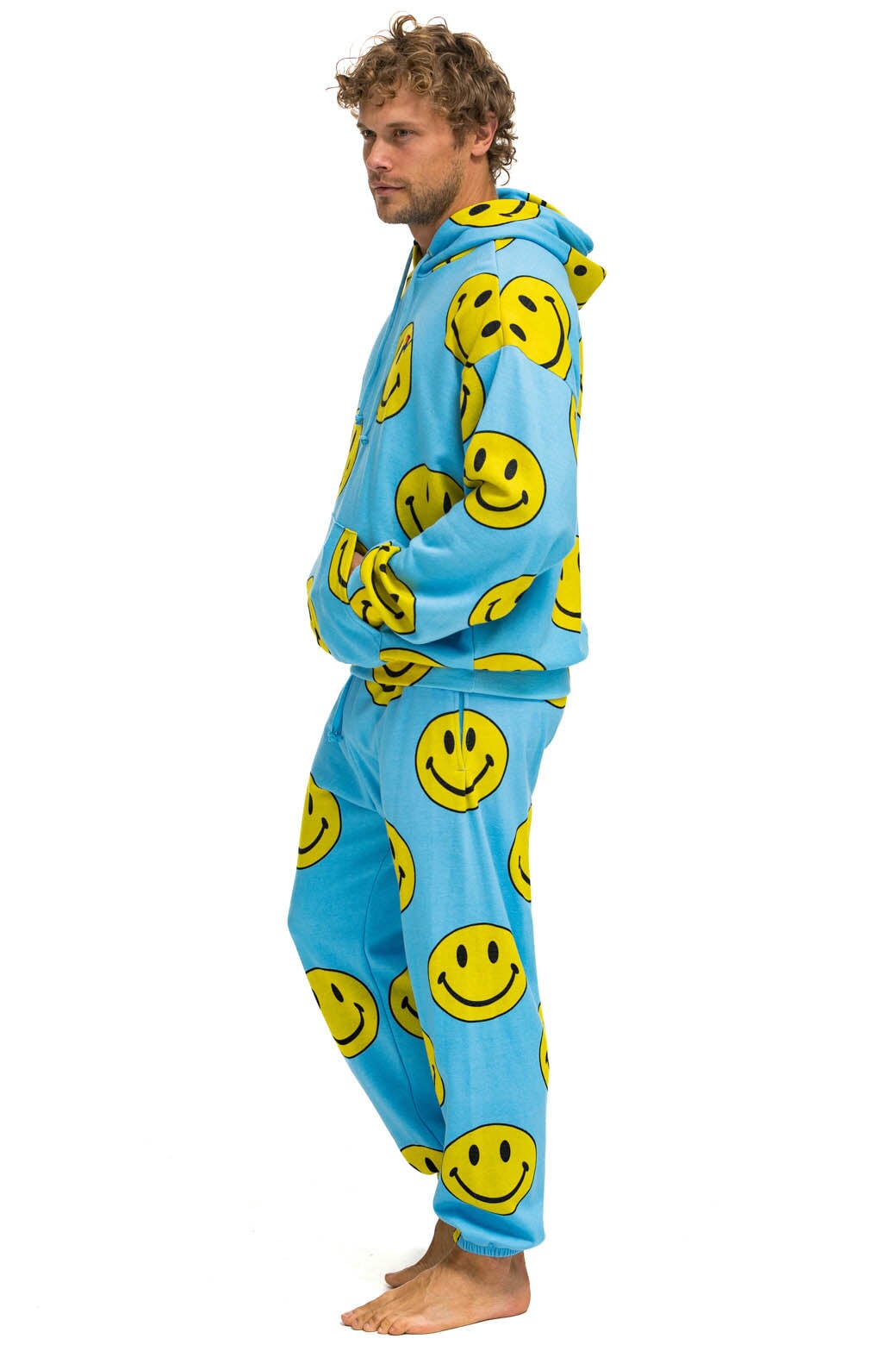 SMILEY REPEAT MENS SWEATPANTS - SKY Men's Sweatpants Aviator Nation 