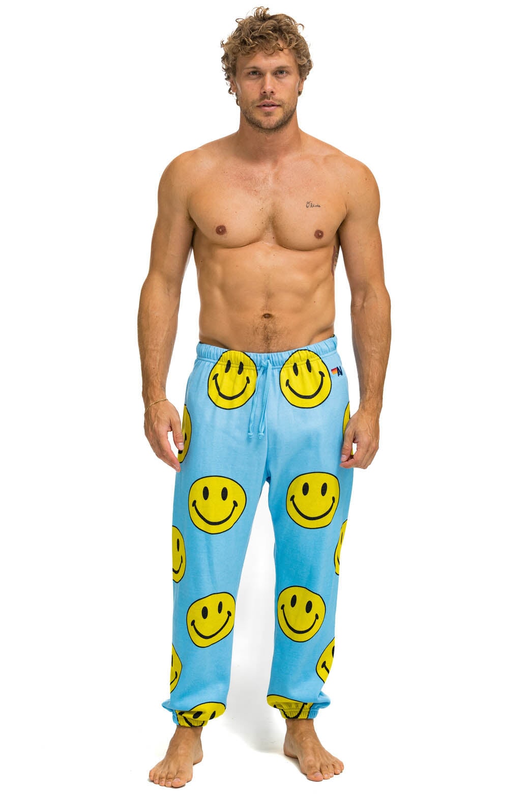 SMILEY REPEAT MENS SWEATPANTS - SKY Men&#39;s Sweatpants Aviator Nation 