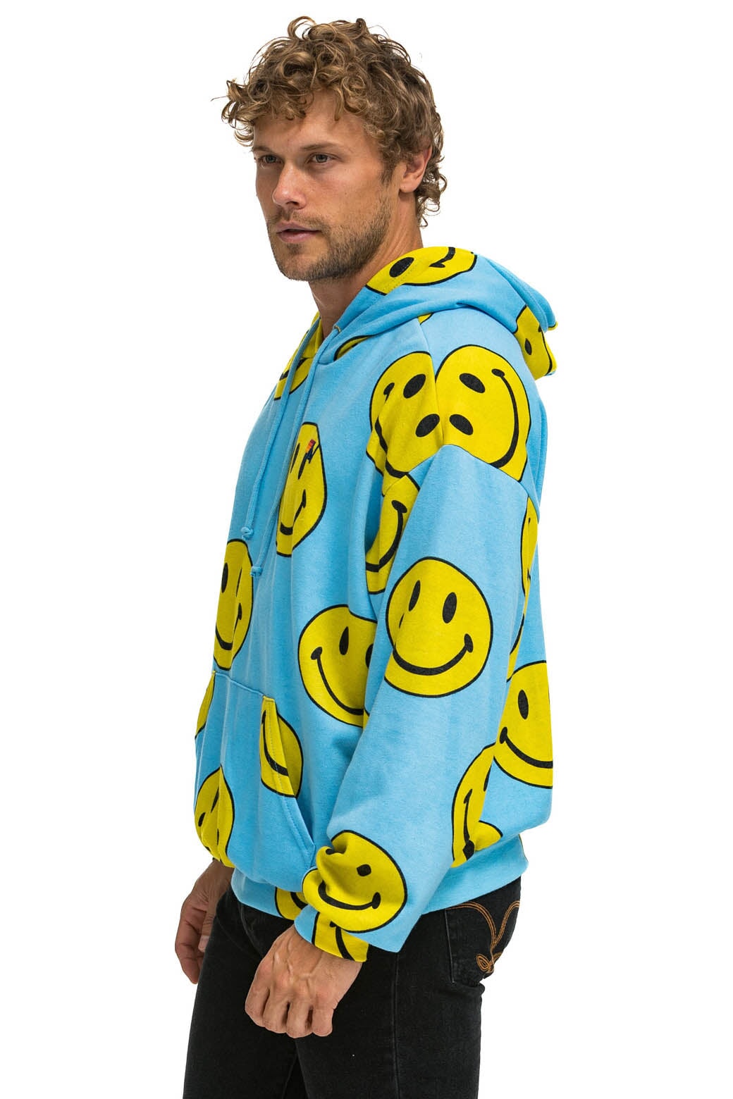 SMILEY REPEAT RELAXED PULLOVER HOODIE - SKY Hoodie Aviator Nation 