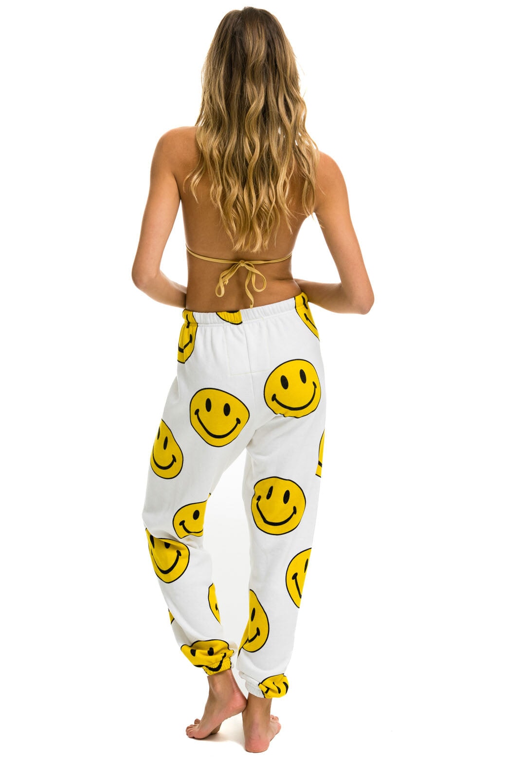 SMILEY REPEAT SWEATPANTS - WHITE - Aviator Nation