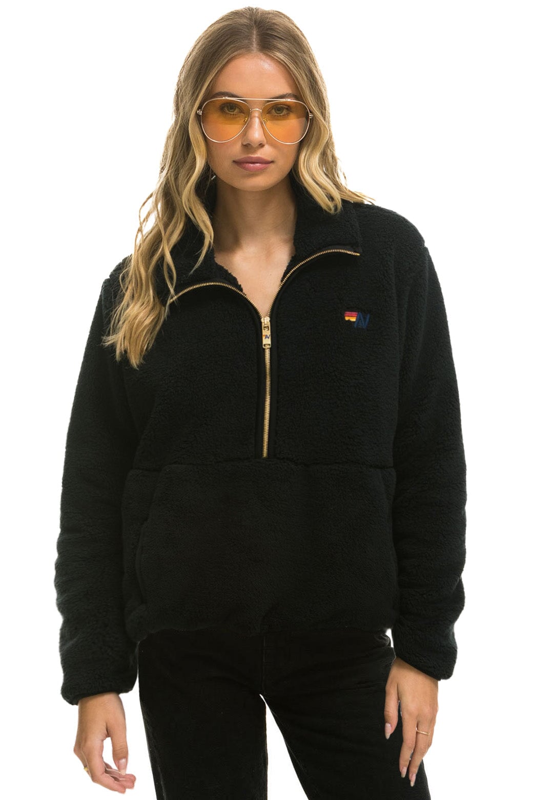 TEDDY APRES HALF ZIP JACKET - BLACK Women&#39;s Outerwear Aviator Nation 