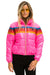 WOMEN'S 5 STRIPE LUXE APRES PUFFER JACKET - GLOSSY NEON PINK Jacket Aviator Nation 