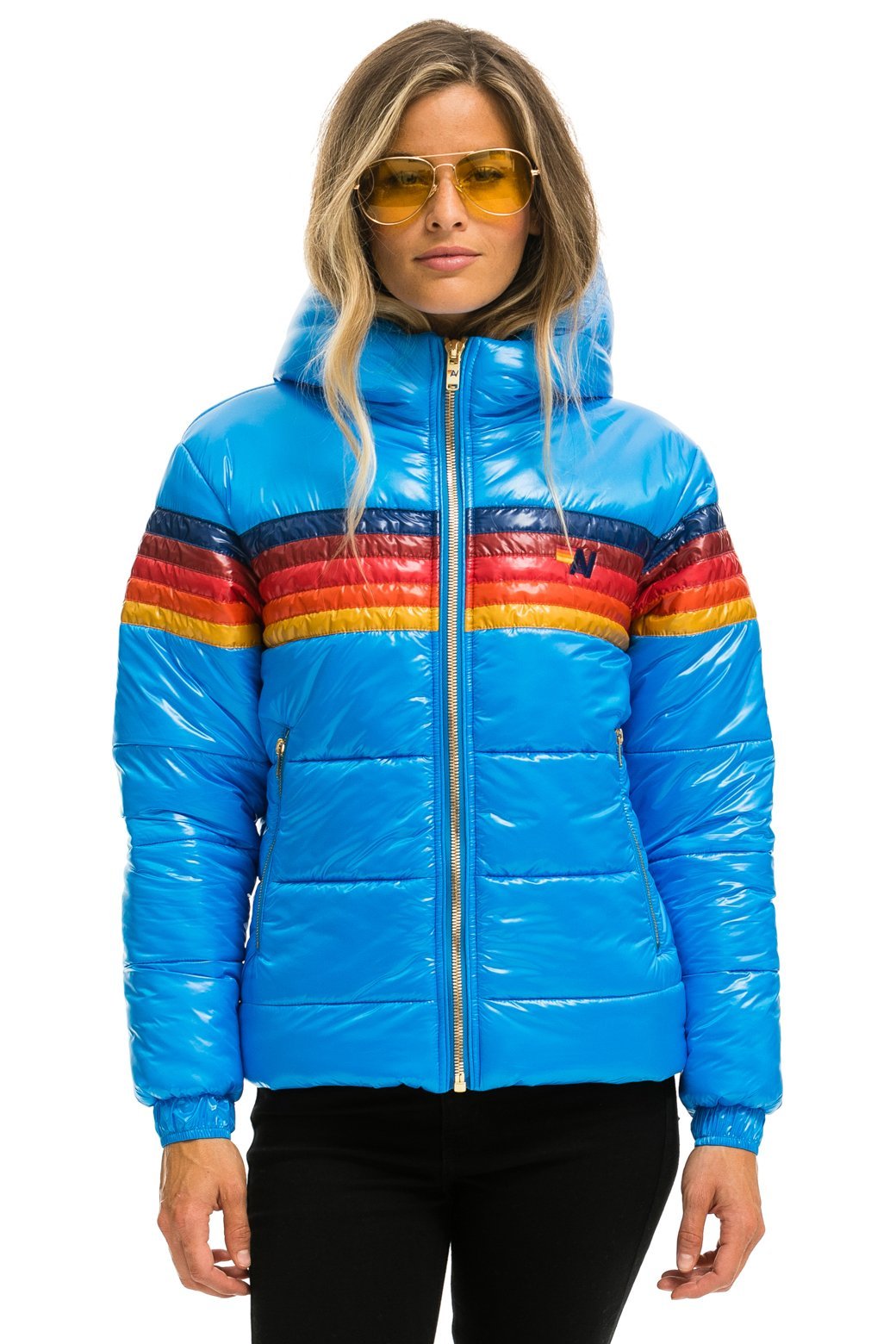 WOMEN'S 5 STRIPE LUXE TREKKER JACKET - GLOSSY BLUE Jacket Aviator Nation 