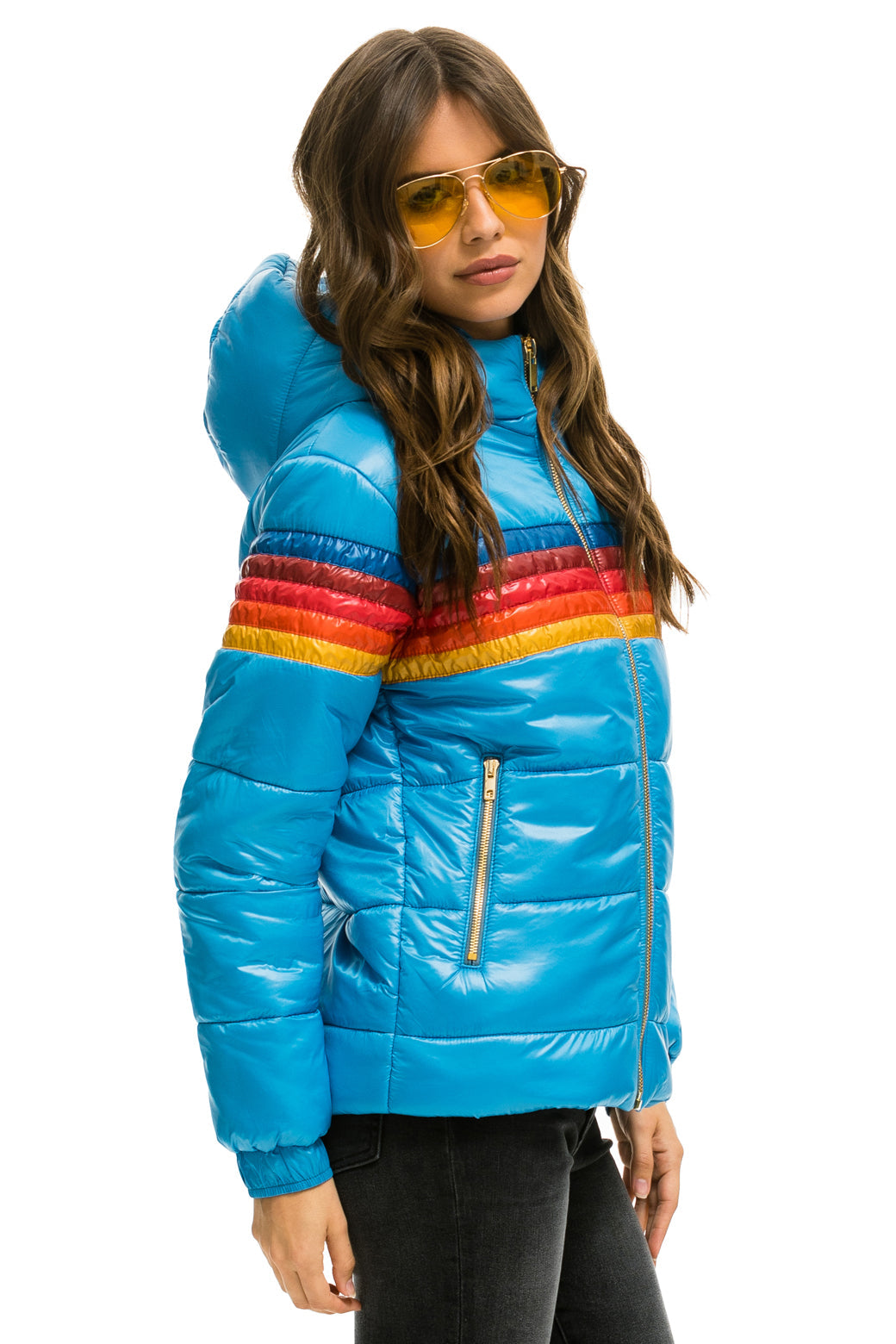 WOMEN'S 5 STRIPE LUXE TREKKER JACKET - GLOSSY OCEAN Jacket Aviator Nation 