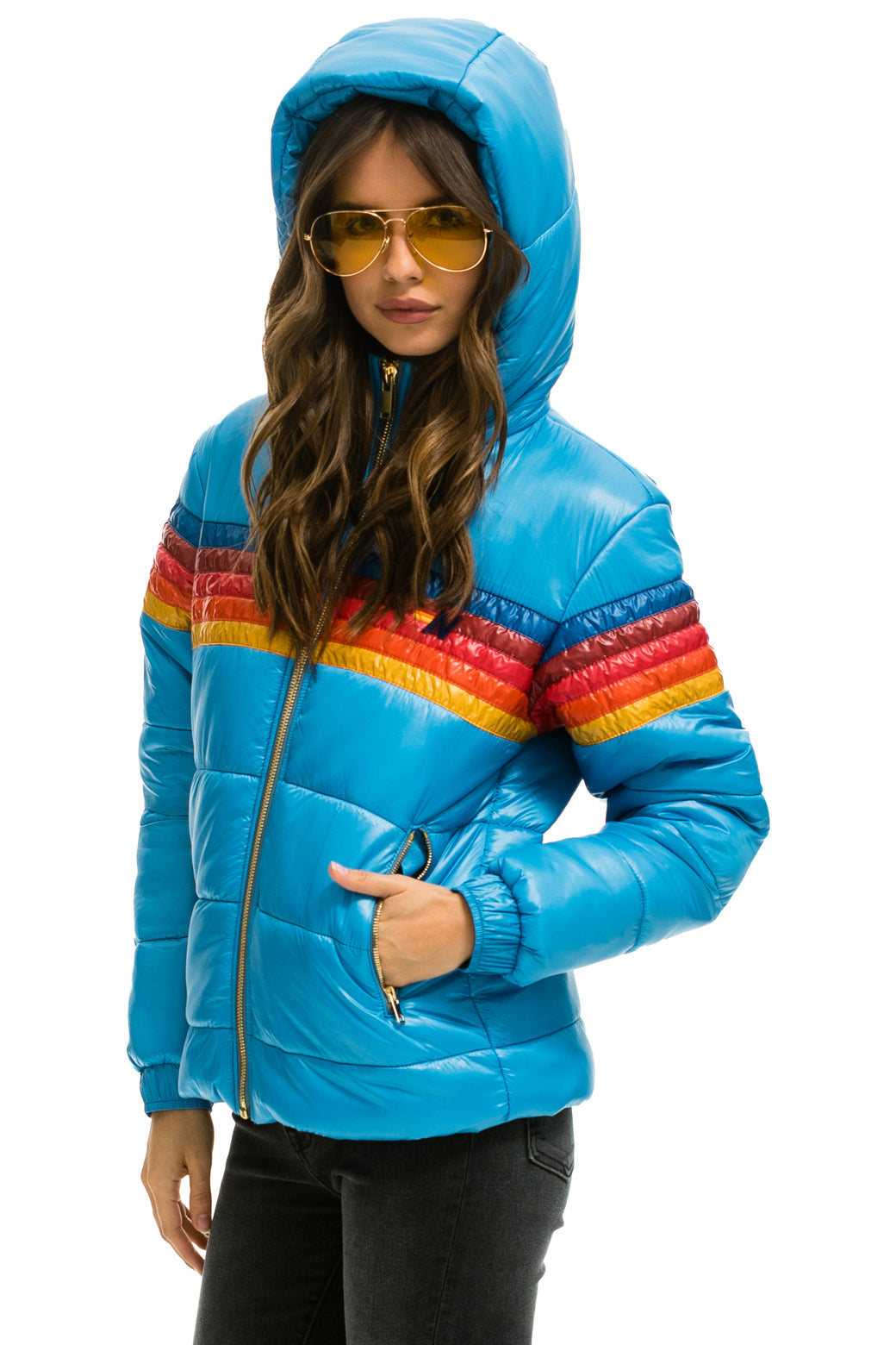 WOMEN'S 5 STRIPE LUXE TREKKER JACKET - GLOSSY OCEAN Jacket Aviator Nation 