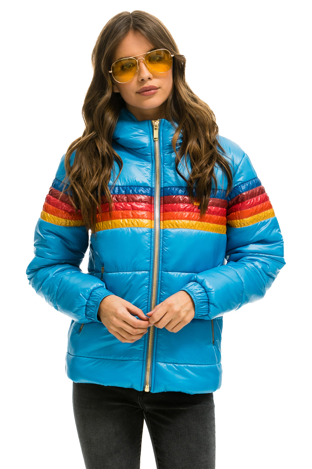 WOMEN&#39;S 5 STRIPE LUXE TREKKER JACKET - GLOSSY OCEAN Jacket Aviator Nation 