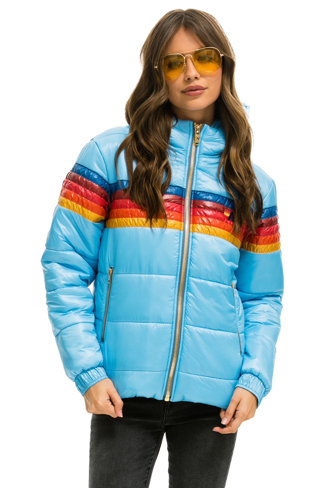 WOMEN'S 5 STRIPE LUXE TREKKER JACKET - GLOSSY SKY Jacket Aviator Nation 