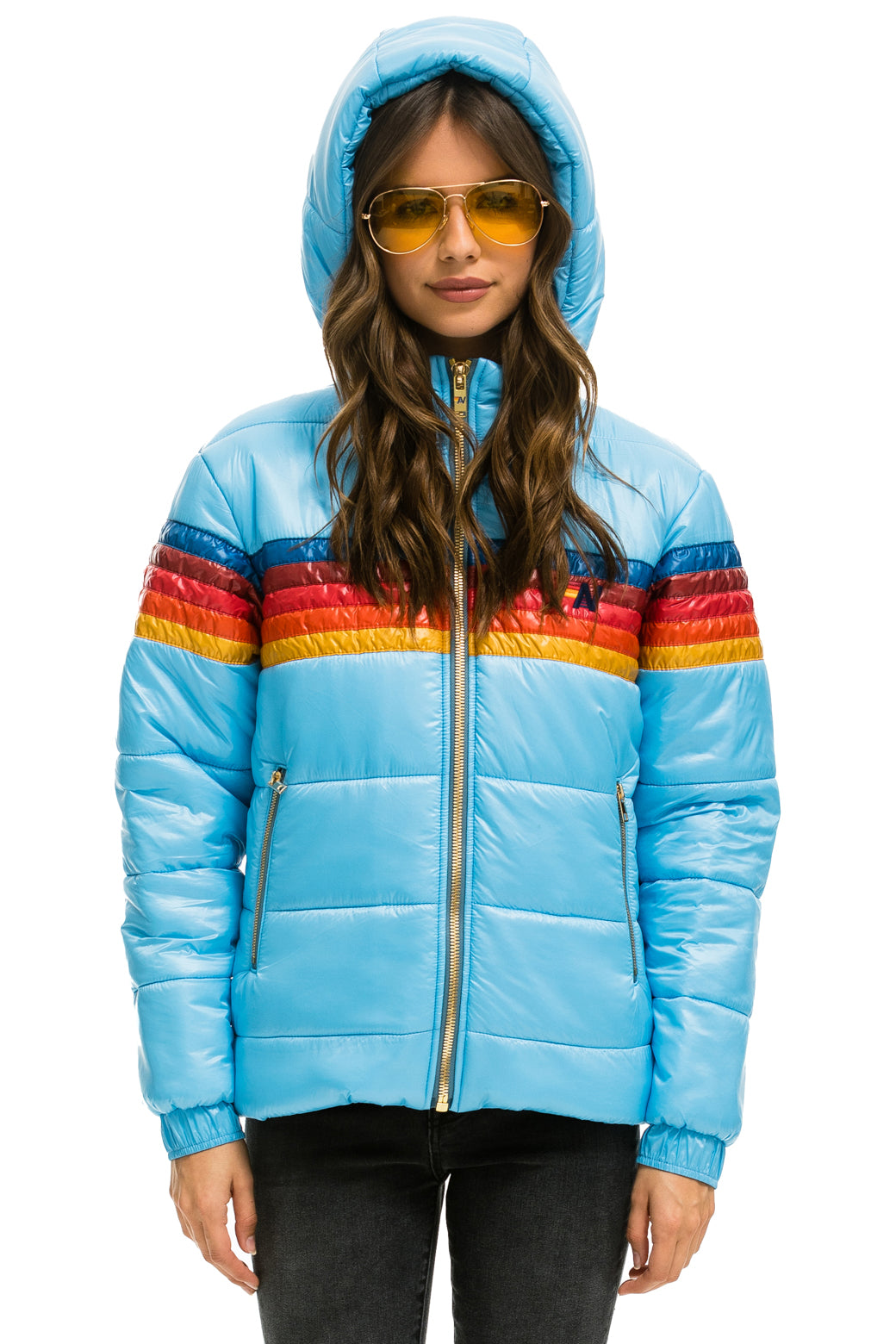 WOMEN'S 5 STRIPE LUXE TREKKER JACKET - GLOSSY SKY Jacket Aviator Nation 