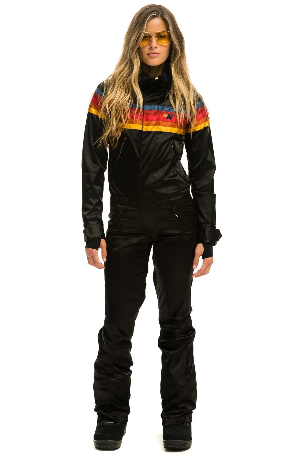 WOMEN'S 5 STRIPE SATIN POWDER SUIT - BLACK Jacket Aviator Nation 