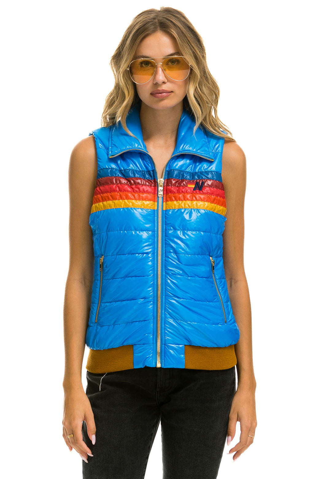 WOMEN&#39;S 5 STRIPE VEST - GLOSSY BLUE CINA Vest Aviator Nation 