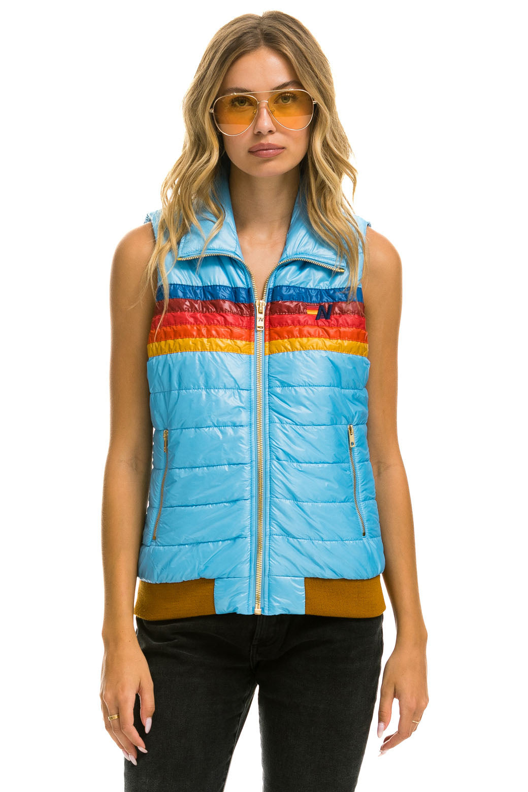 WOMEN&#39;S 5 STRIPE VEST - GLOSSY SKY Vest Aviator Nation 