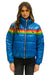 WOMEN'S 6 STRIPE LUXE APRES PUFFER JACKET - GLOSSY SNORKEL BLUE Jacket Aviator Nation 