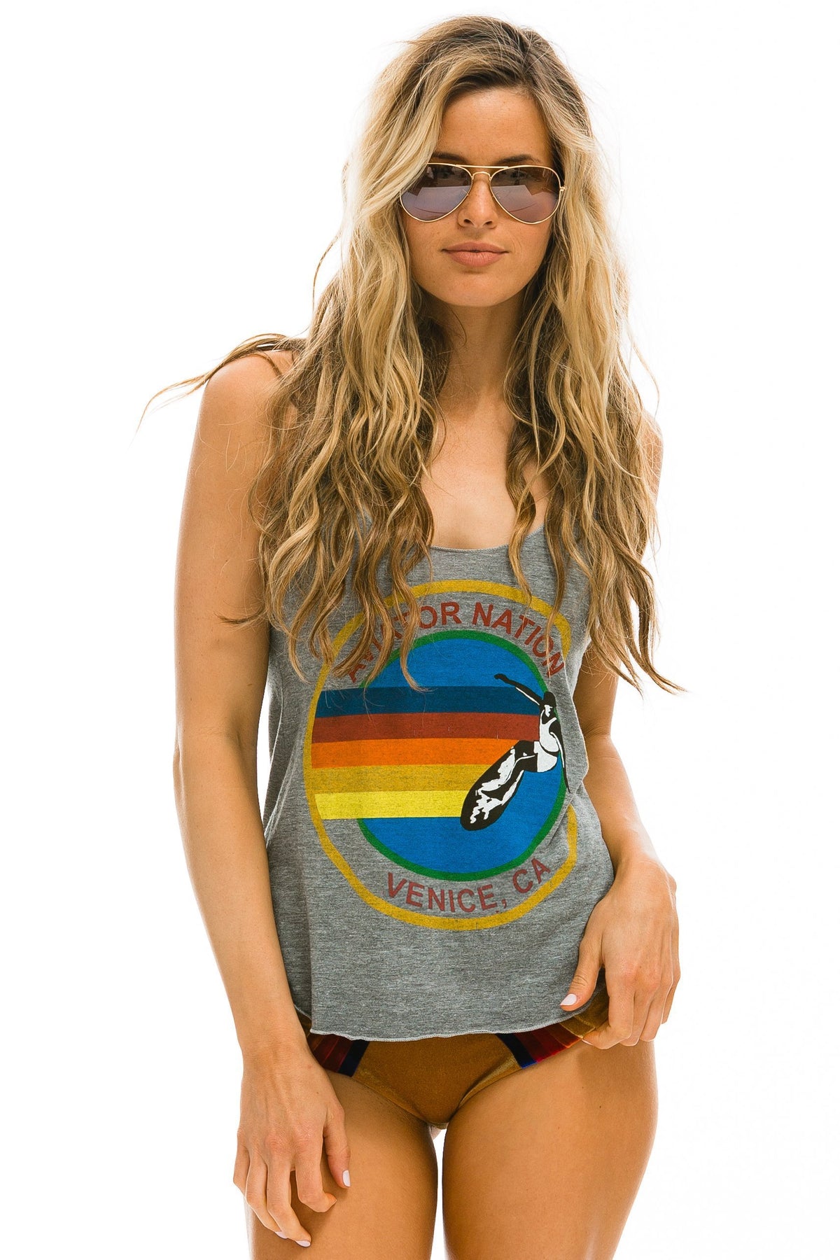 WOMEN&#39;S AVIATOR NATION TANK - HEATHER GREY Women&#39;s Tank Aviator Nation 