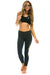 WOMEN'S BOLT CROP LEGGINGS - CHARCOAL // GOLD BOLT Leggings Aviator Nation 