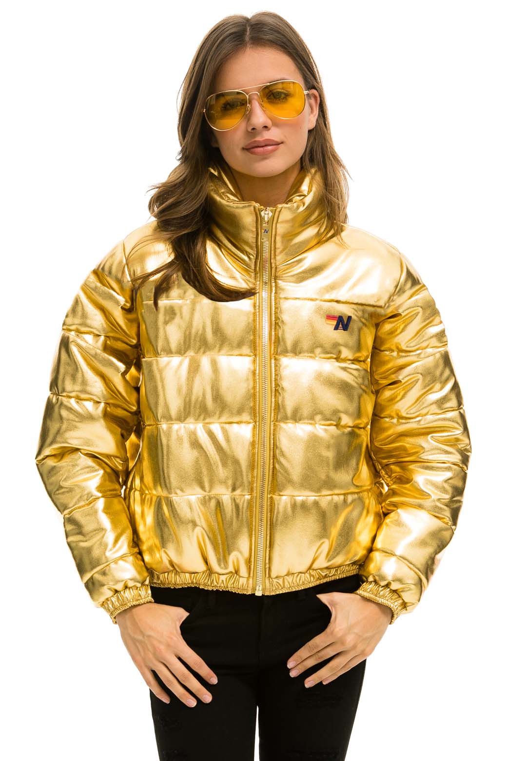 WOMEN'S BOLT LUXE APRES PUFFER JACKET - METALIC GOLD Jacket Aviator Nation 