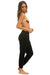 WOMEN'S LIGHT WEIGHT BOLT SWEATPANTS - BLACK // NEON PINK SALE Aviator Nation 