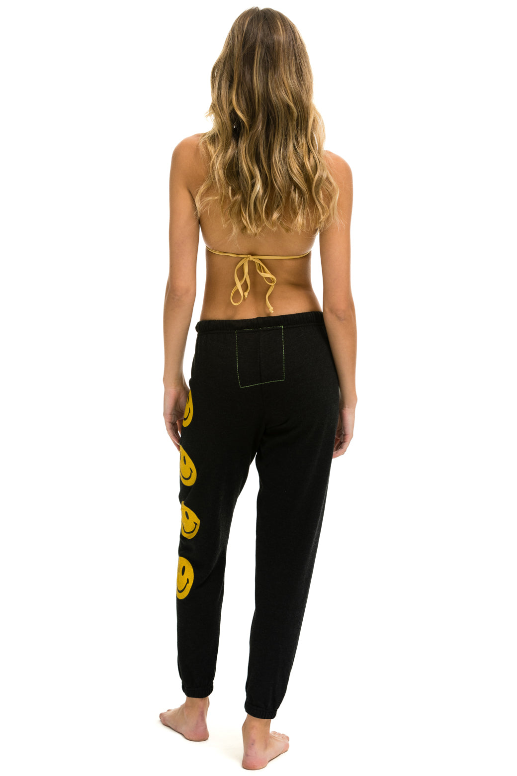 WOMEN'S SMILEY 2 LIGHT WEIGHT SWEATPANTS - BLACK Womens Sweatpants Aviator Nation 