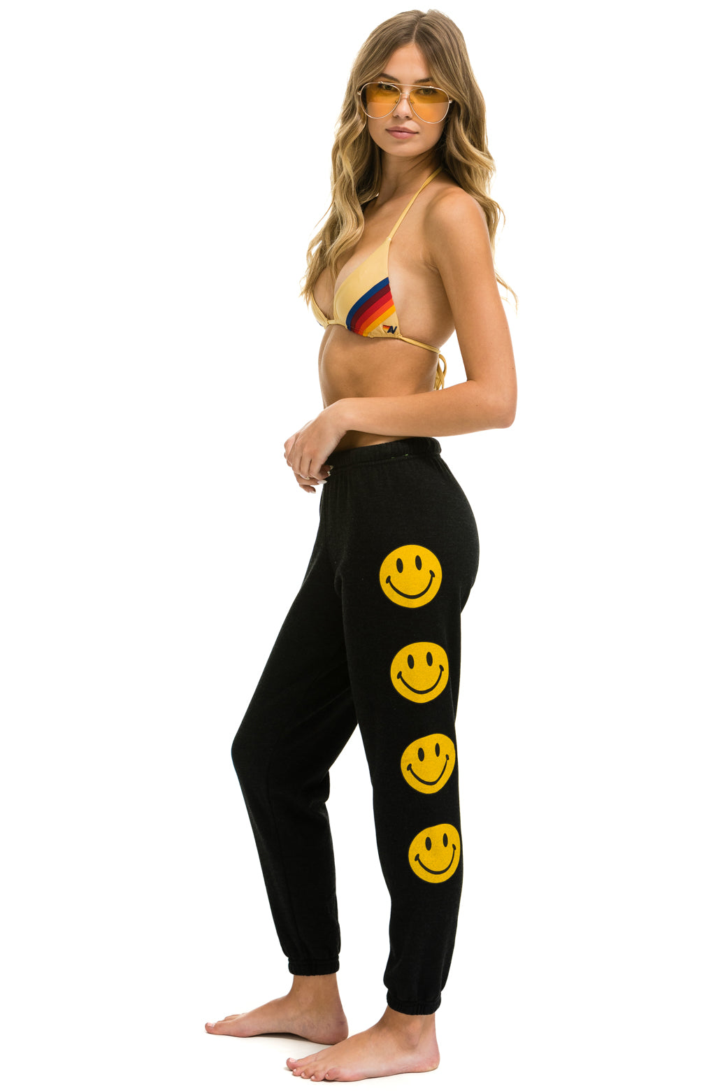 WOMEN&#39;S SMILEY 2 LIGHT WEIGHT SWEATPANTS - BLACK Womens Sweatpants Aviator Nation 