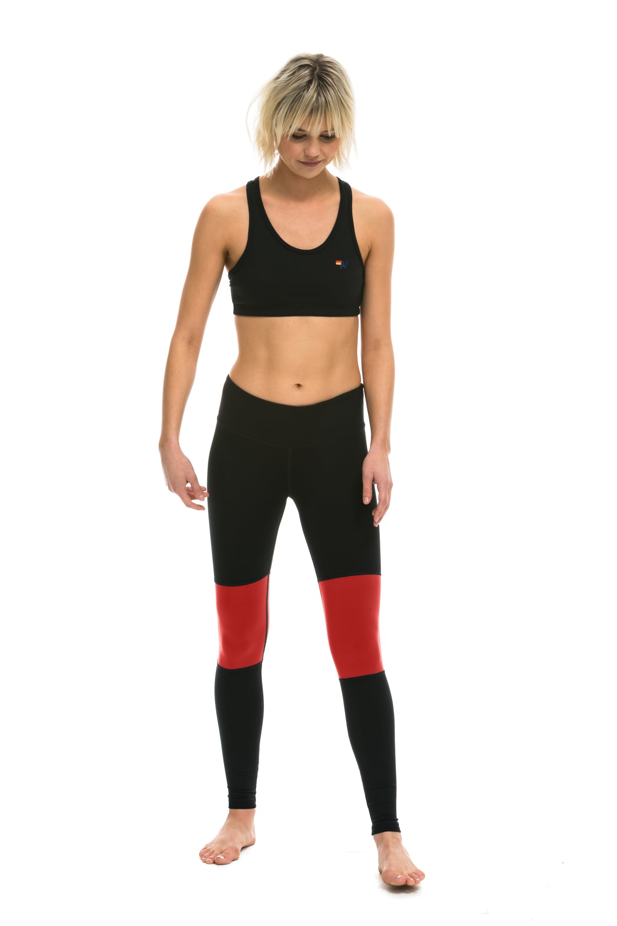 WOMEN&#39;S SPRINTER FULL LENGTH LEGGINGS - BLACK // RED Leggings Aviator Nation 