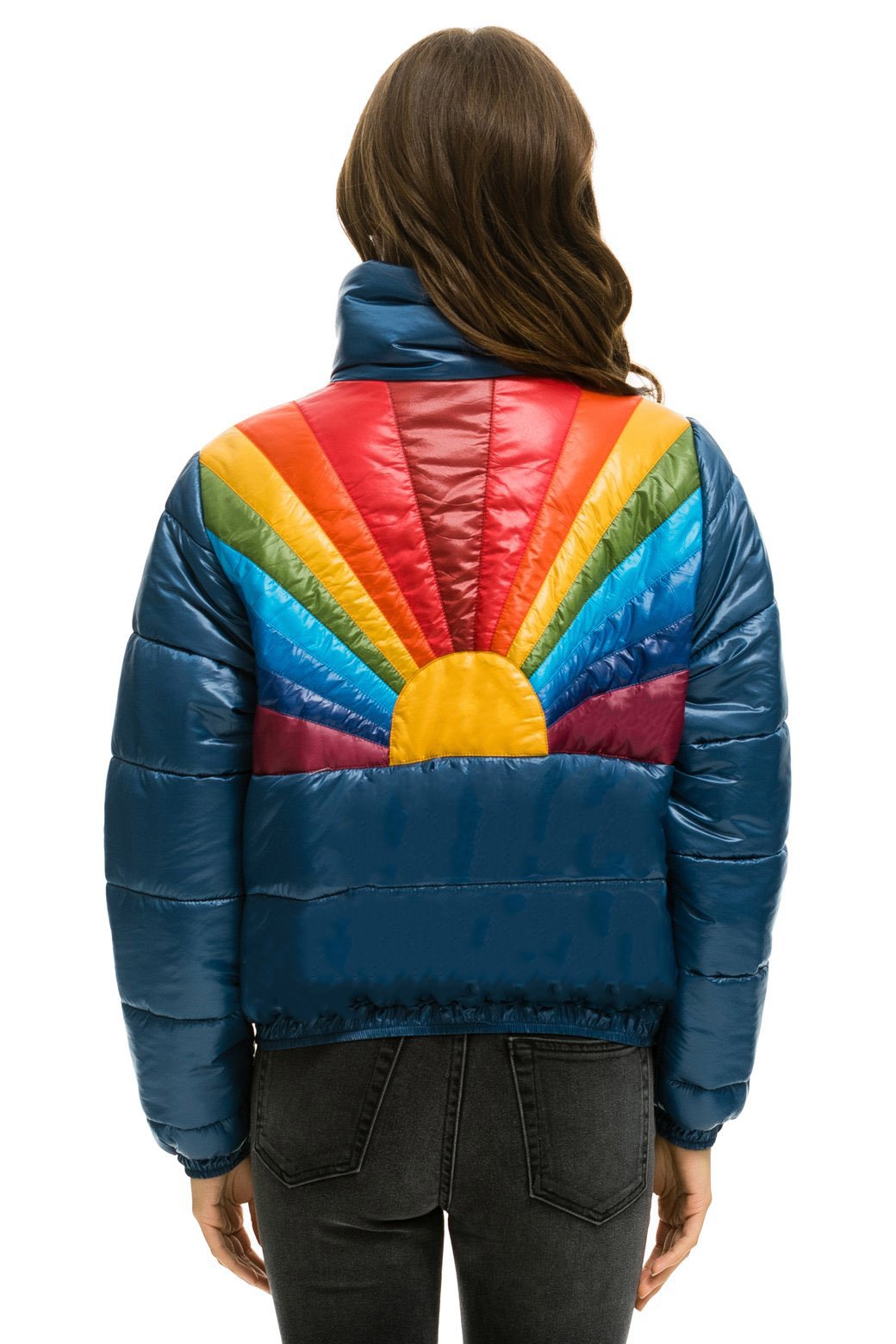 WOMEN&#39;S SUNBURST APRES PUFFER JACKET - GLOSSY DEEP BLUE Jacket Aviator Nation 